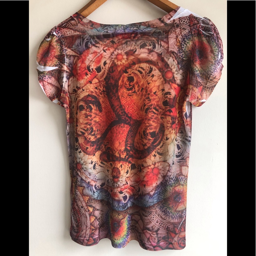 Y2K printed mesh miss sixty top